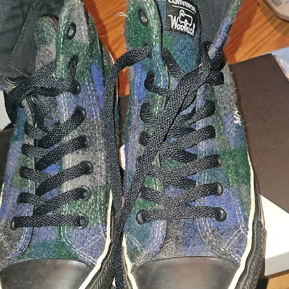 Converse Woolrich Hightop Sneakers - Black, Blue, and Green/ Wom. Size 8.5/M6.5